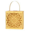 Golden laser-cut lace wedding favor box with elegant mandala patterns and handles - Gold
