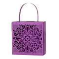 Macro detail of dark purple laser-cut wedding candy box with intricate floral pattern - Dark Purple