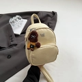 Petit sac à dos crème texturé pour femme avec breloque caniche mignonne - Jaune avec Pendentif