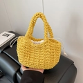 Secchiello intrecciato giallo con trama a onde e fodera interna con coulisse - Giallo