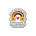 Pin's en émail arc-en-ciel avec tournesols et citation d'humour sur fond blanc épuré - Pont Arc-en-Ciel Citation Humour (QHXZ1071)