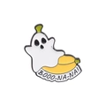Épingle émaillée fantôme banane mignonne avec pelure jaune et design blanc pour Halloween - Fantôme Banane (QHXZ1851)