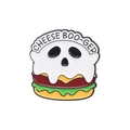Creative enamel pin featuring a burger ghost design with Cheese Boo-ger text logo - Burger Ghost (QHXZ1852)
