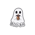 Épinglette fantôme tenant un thé boba avec texte BOO-BA pour Halloween - Fantôme Boba (QHXZ1854)