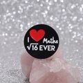 Black round enamel math badge with I heart maths root 16 ever design on pink crystal - Love Maths Forever Style (QHXZ2189)