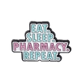 Blue enamel pharmacy badge with Eat Sleep Pharmacy Repeat text in high quality finish - Eat Sleep Pharmacy Repeat Style (QHXZ2026)