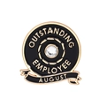 August Outstanding Employee badge pin in black enamel and gold alloy finish - August Model (QHXZ1959)