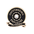 Golden December Outstanding Employee award badge with black enamel and centered crystal - December Model (QHXZ1960)