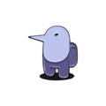 Cute enamel pin brooch featuring a stylized blue and purple creature with apron detail - Purple Abstract Creature (QHXZ2239)