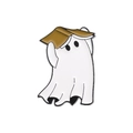 Spilla smaltata a forma di simpatico fantasma bianco con libro marrone - Fantasma con Libro sulla Testa (QHXZ2244)