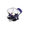 Funny Flork meme enamel pin featuring a white cartoon character sitting on a blue folding chair - Blue Chair Tired Figure (QHXZ2241)
