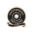 Outstanding Employee June gold and black brooch with a round crystal centerpiece - June Model (QHXZ1964)