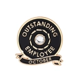 Gold medal brooch for Outstanding Employee October with black enamel and crystal - October Model (QHXZ1968)