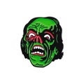 Creepy green monster enamel pin with twisted facial expression for creative backpack decor - Masked Monster Style (QHXZ2523)