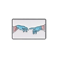 Broche en émail gants médicaux bleus avec design La Création d'Adam sur fond blanc - Parodie de la Création d'Adam Toucher(QHXZ2591)