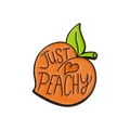 Broche de esmalte con diseño de melocotón y texto 'JUST PEACHY' en fondo blanco - Estilo Just Peachy (XZ1420)