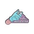 Kreative medizinische Emaille-Anstecknadel mit behandschuhter Hand, Spritze und Sternenhintergrund - Spritzenstil-IF YOU HOLD STAB(QHXZ2592)