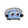 Blue cartoon toaster enamel pin with Brave Little Bath Bomb text and cute smile - Brave Little Bath Bomb Style (QHXZ2587)