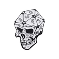 Pin esmaltado estilo punk con calavera y dado d20 sobre fondo blanco con acabado retro - Estilo de Dado D20 con Calavera (QHXZ053)