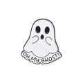 Spilla in smalto a forma di fantasma con testo 'OH MY GHOST!' in bianco e nero - Oh My Ghost! (QHXZ1855)