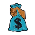 Épingle en émail de dessin animé avec main tenant un sac d'argent et signe dollar - Style Main Saisissant un Sac d'Argent Bleu (XZ7595)
