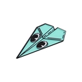 Lindo broche de avión en esmalte verde menta con ojos de dibujo y bordes negros - Estilo Avión De Papel Verde Menta (QHXZ2729)