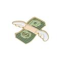 Broche en émail dessin animé avec un billet d'un dollar vert et des ailes blanches - Style d'Argent avec des Ailes (XZ9475)