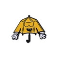 Cute yellow anthropomorphic umbrella enamel pin with smiling face and retro cartoon hands - Personified Umbrella Style (QHXZ2730)