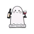 Ghost enamel pin with red wine glass and Happy Hallowine text for Halloween - Happy Hallowine Ghost (qhxz2775)