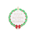 Weihnachtskranz Emaille-Brosche mit Jesus Is The Reason For The Season Aufdruck - Jesus Schriftzug Kranz Stil (QHXZ2930)