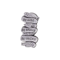 Spilla vintage in metallo argento con tre nastri e testo BE WISE e BE BRAVE - Stile Citazione Inglese (QHXZ2948)