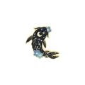 Broche artístico de pez koi en esmalte azul con patrones celestiales dorados y flores azules - Estilo Koi Negro Luna Estrella (XZ4208)