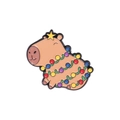 Cartoon capybara enamel pin wrapped in colorful Christmas lights with a star topper - Capybara with String Lights (QHXZ2997)