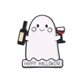 Schattige emaille spookspeld met wijn en Happy Hallowine tekst voor Halloween mode - Happy Hallowine Spookstijl (QHXZ2775)
