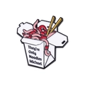 Lustige Emaille-Anstecknadel im China-Takeout-Box-Design mit Nudeln und Filmzitat-Schriftzug - Take-away-Box Stil (QHXZ2986)