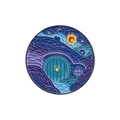 Pin's émaillé style nuit étoilée et maison de hobbit avec peinture à l'huile bleue - Style de Trou de Hobbit Nuit Étoilée Rond (QHXZ2979)