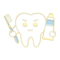 Broche en émail dent dessin animé avec brosse à dents et dentifrice au design doré - Style Dent Docteur Brossage (XZ7367)