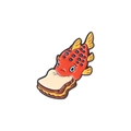 Épinglette mignonne en émail de poisson rouge avec sandwich pour sacs et vêtements - Style Poisson Dessin Animé Mangeant Sandwich (QHXZ3041)