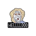 Mrs. Doubtfire Emaille-Anstecknadel mit blondem Mann in Gesichtsmaske und HELLLLOOO Schrift - Cartoon-Figuren-Stil (QHXZ3053)