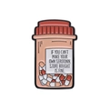 Cartoon enamel pin of an orange pill bottle with serotonin quote and red white capsules - Light Orange Bottle SEROTONIN Style (XZ9811)