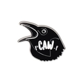 Broche corbeau punk en émail noir avec bordures argentées et lettrage blanc stylisé - Style Corbeau Noir(QHXZ3070)