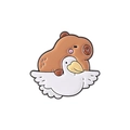 Süße Emaille-Anstecknadel mit einem braunen Wasserschwein auf einem weißen Vogel - Capybara Reitet Weißen Vogel (QHXZ3274)