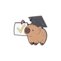 Capybara Emaille-Anstecknadel zum Abschluss mit Doktorhut und gelbem Häkchen-Symbol - Absolventenstil (QHXZ3246)