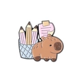 Cartoon Capybara Emaille-Anstecknadel mit Stifthalter und Notizzettel-Design - Stifthalter Stil (QHXZ3247)