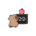 Καρφίτσα Capybara με μαυροπίνακα, μαθηματικές εξισώσεις και ένα ροζ μήλο - Στυλ Μαυροπίνακας (QHXZ3250)