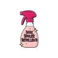 Pink enamel spray bottle pin with Book Spoiler Repellent text and star details - Book Spoiler Repellent Spray Bottle Style(QHXZ3243)