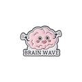 Épingle en émail cerveau rose dessin animé avec pose de salut et texte Brain Wave - Style Onde Cérébrale (QHXZ3242)