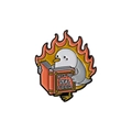 Épingle émaillée mouette créative lisant un livre avec flammes pour style punk - Style Oiseau Qui Lit (QHXZ3385)