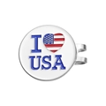 Magnetischer Golf-Hutclip aus Metall mit US-Flagge in Herzform und Emaille - I Love USA Stil (MJ004)