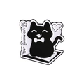 Cute black cat enamel pin with white bow and Your Favorite Cat lettering on white background - Black Cat Toast Style(QHXZ3289)